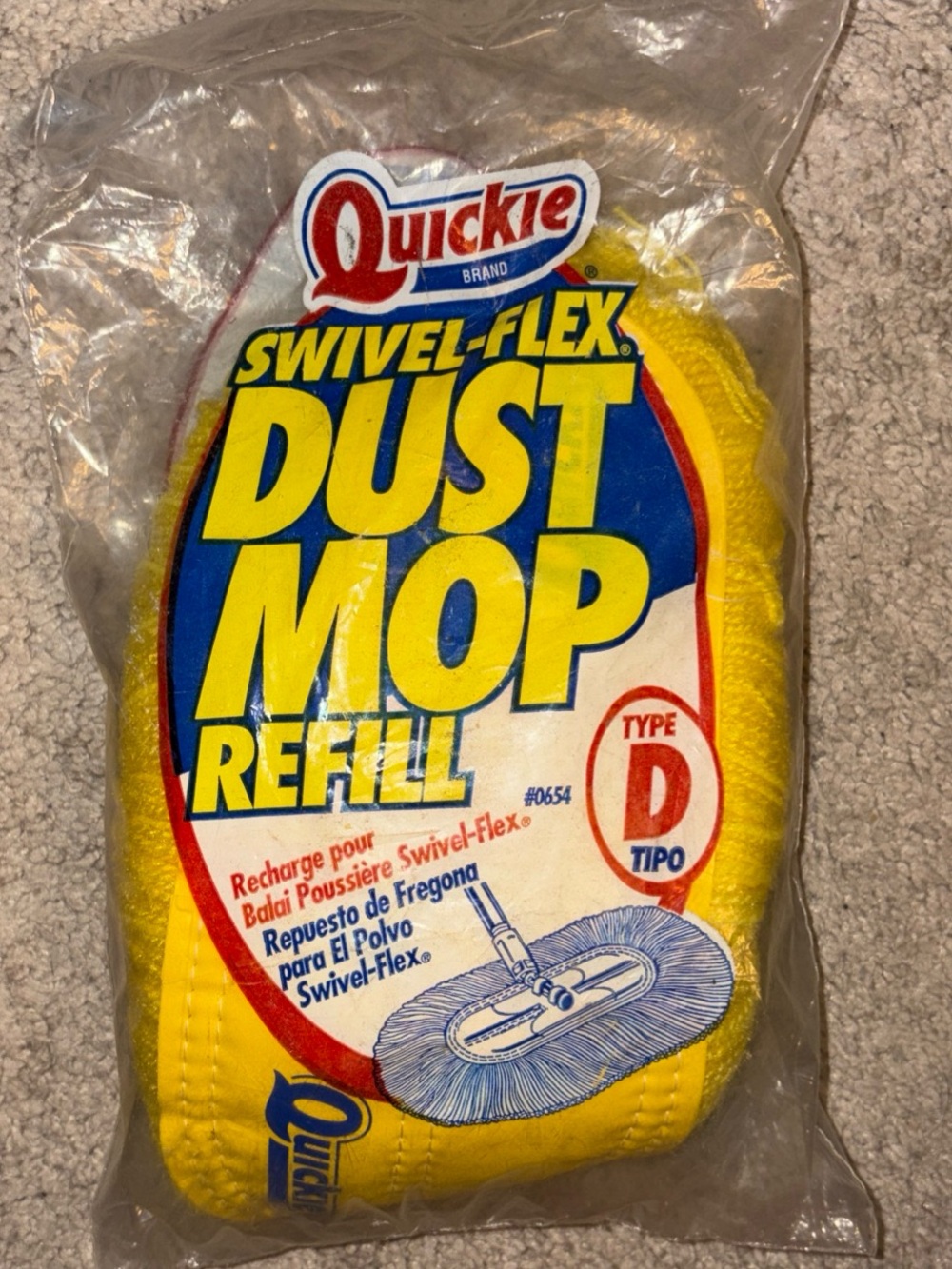 Quickie Brand Swivel-Flex Dust Mop Refill #0654 Type D Sealed Pkg Yellow NEW/USA